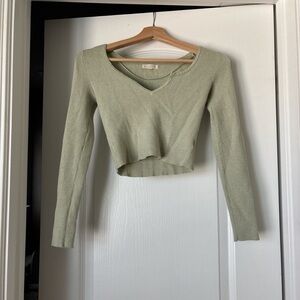 La Hearts Light Green Ribbed Knit Top